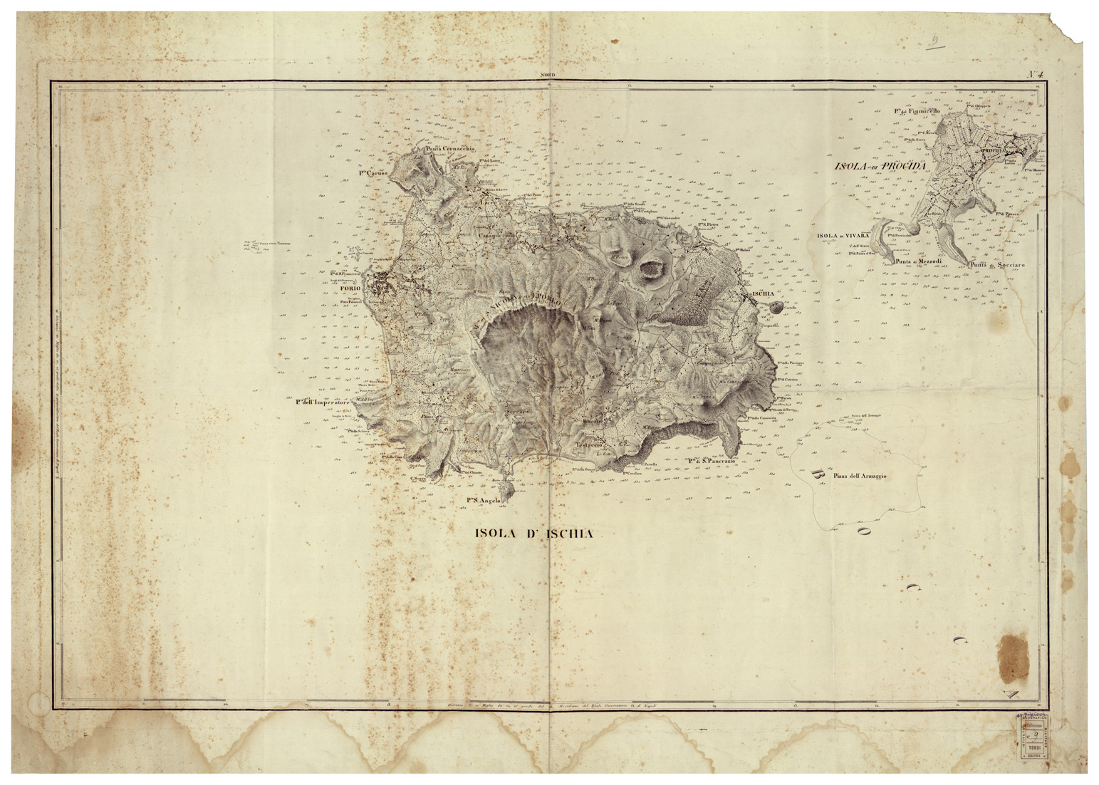 (N:34535) ISOLA D'ISCHIA E PROCIDA (B0020366) Carte e stampe antiche: riproduzione a colori su carta (formato A1)