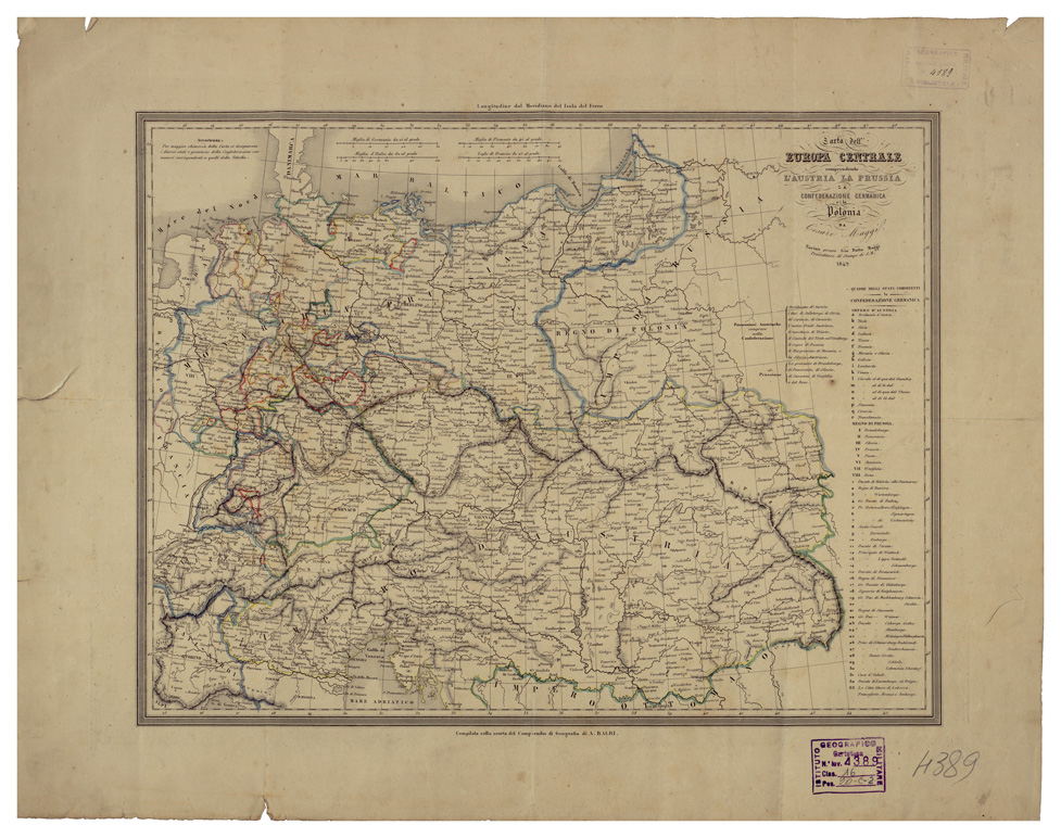 (N:34579) CARTE DELL'EUROPA CENTRALE (B0020410) Carte e stampe antiche: riproduzione a colori su carta (formato A1)