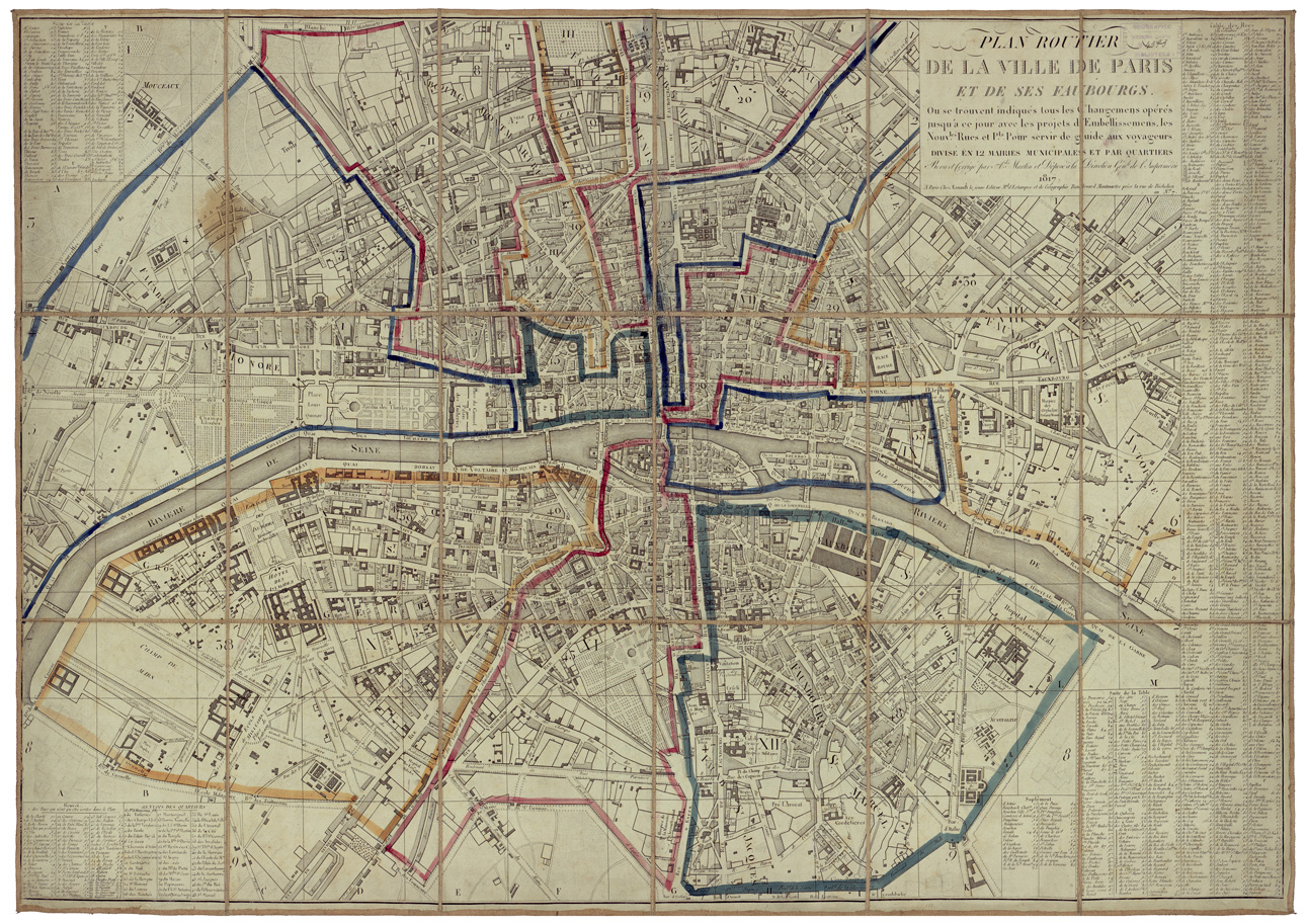 (N:34584) PLAN ROUTIER DE LA VILLE DE PARIS ET DE SES EAUBOURGS (B0020415) Carte e stampe antiche: riproduzione a colori su carta (formato A1)