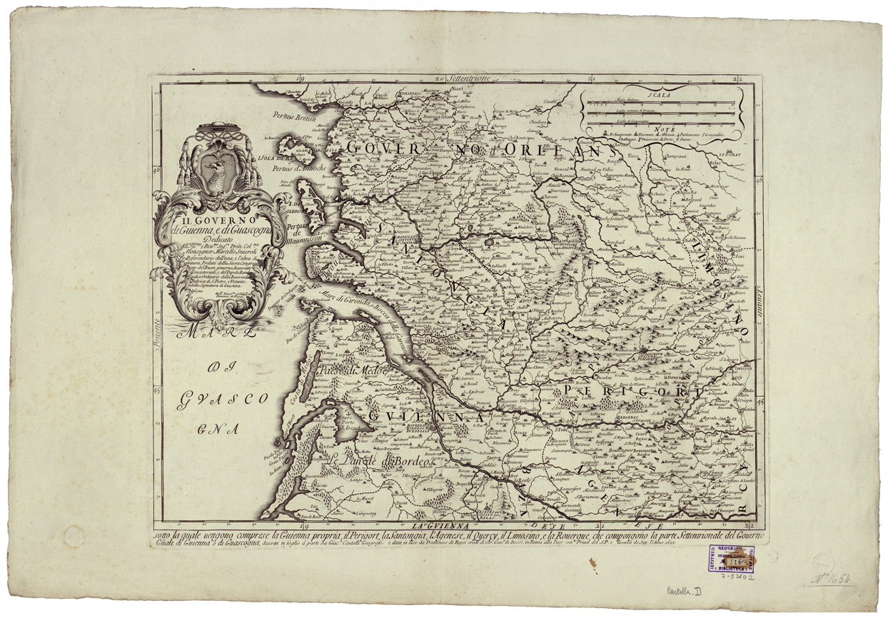 (N:34685) IL GOVERNO DI GUIENNA E GUASCOGNA ETC... FOGLIO 2 (B0020518) Carte e stampe antiche: riproduzione a colori su carta (formato A1)
