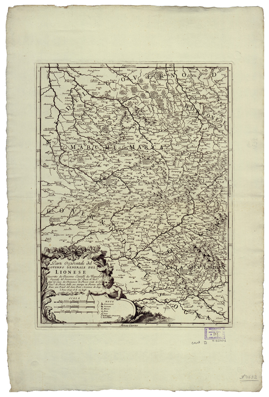 (N:34686) PARTE OCCIDENTALE DEL GOVERNO GENERALE DEL LIONESE - FOGLIO 1 (B0020519) Carte e stampe antiche: riproduzione a colori su carta (formato A1)