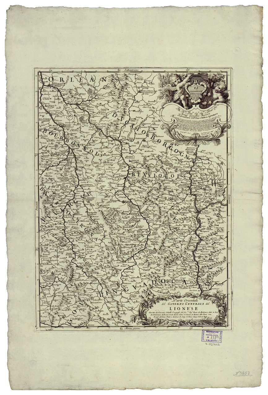 (N:34687) PARTE OCCIDENTALE DEL GOVERNO GENERALE DEL LIONESE - FOGLIO 2 (B0020520) Carte e stampe antiche: riproduzione a colori su carta (formato A1)