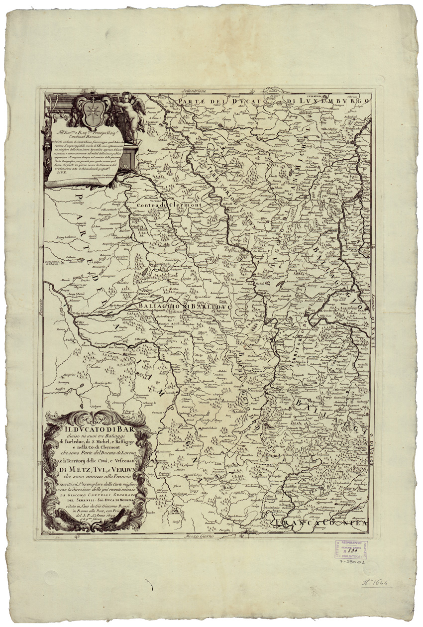 (N:34691) IL DUCATO DI LORENA DIVISI NELLE LORO CITTA', VESCOVATI, BALIAGGI, CONTEE ETC... - FOGLIO 1 (B0020524) Carte e stampe antiche: riproduzione a colori su carta (formato A1)
