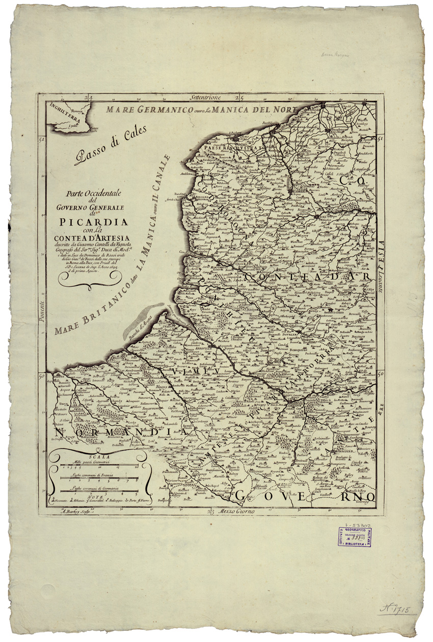 (N:34695) PARTE ORIENTALE E PARTE OCCIDENTALE DEL GOVERNO DI PICARDIA ETC... - FOGLIO 2 PARTE OCCIDENTALE (B0020528) Carte e stampe antiche: riproduzione a colori su carta (formato A1)