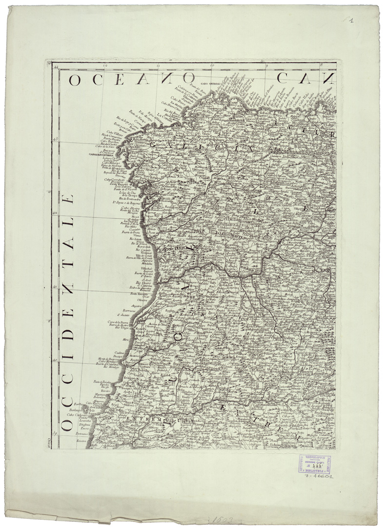(N:34778) LI REGNI DI SPAGNA E PORTOGALLO - FOGLIO 1 (B0020611) Carte e stampe antiche: riproduzione a colori su carta (formato A1)