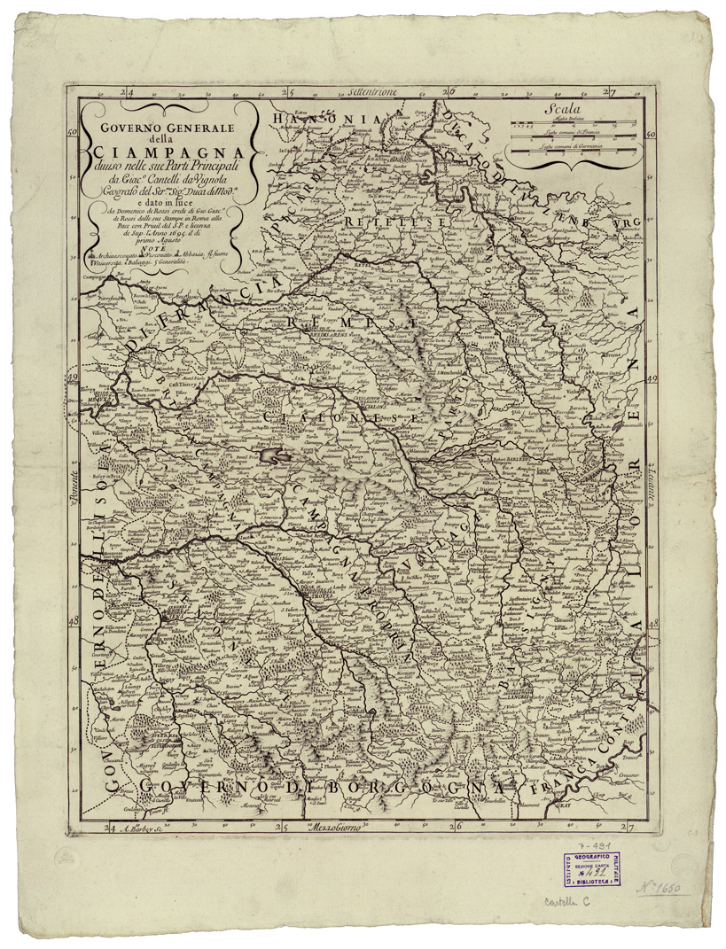 (N:34814) GOVERNO GENERALE DELLA CIAMPAGNA DIVISO NELLE SUE PARTI PRINCIPALI (B0020647) Carte e stampe antiche: riproduzione a colori su carta (formato A1)