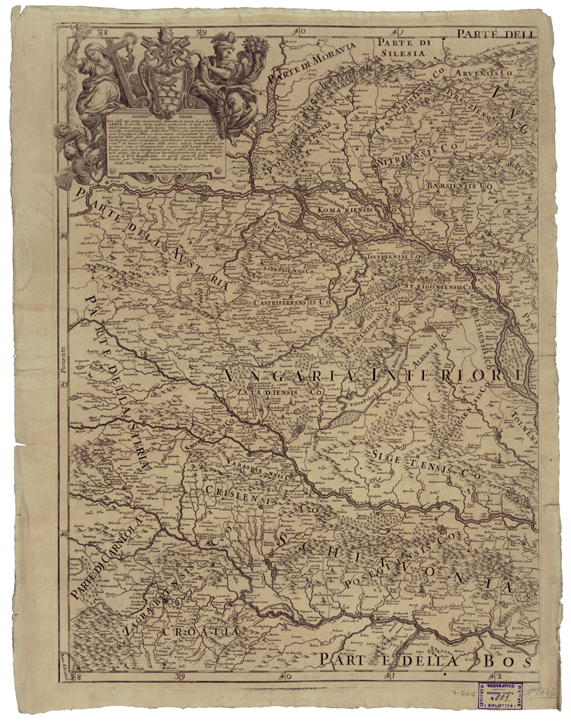 (N:34825) L'UNGARIA NUOVAMENTE DESCRITTA ET ACCRESCIUTA DI VARIE NOTIZIE - FOGLIO 1 (B0020658) Carte e stampe antiche: riproduzione a colori su carta (formato A1)