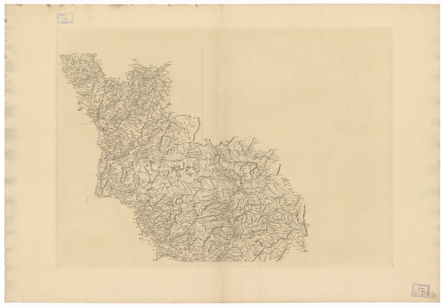 (N:35037) FRANCIA - CARTE DES ALPES FRANCAISES REDUCTION D'APRES LE GENERAL BOURCET, COMPRENANT CIT. HAUT DAUPHINE ET LE COMTE DE NICE - FOGLIO 2 (B0020733) Carte e stampe antiche: riproduzione a colori su carta (formato A1)
