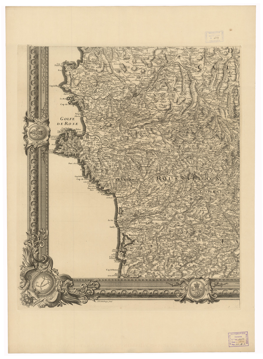 (N:35062) CARTE  GENERALE DES MONTS PYRINEES ET PARTIE DES ROYAUMES DE FRANCE ET D'ESPAGNE - FOGLIO 5 (B0020765) Carte e stampe antiche: riproduzione a colori su carta (formato A1)