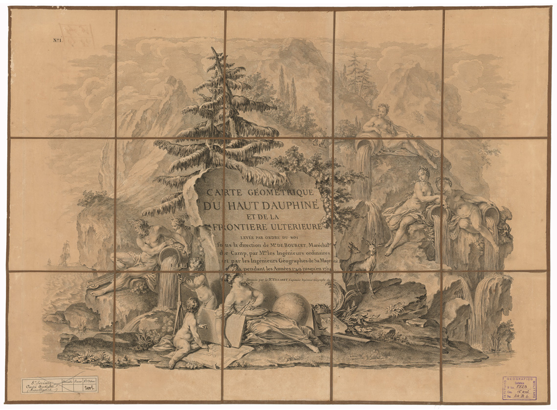 (N:35068) CARTE GEOMETRIQUE DU HAUT DAUPHINE ET DE LA FRONTIERE ULTERIEURE - FOGLIO 1 TITOLO (B0020772) Carte e stampe antiche: riproduzione a colori su carta (formato A1)