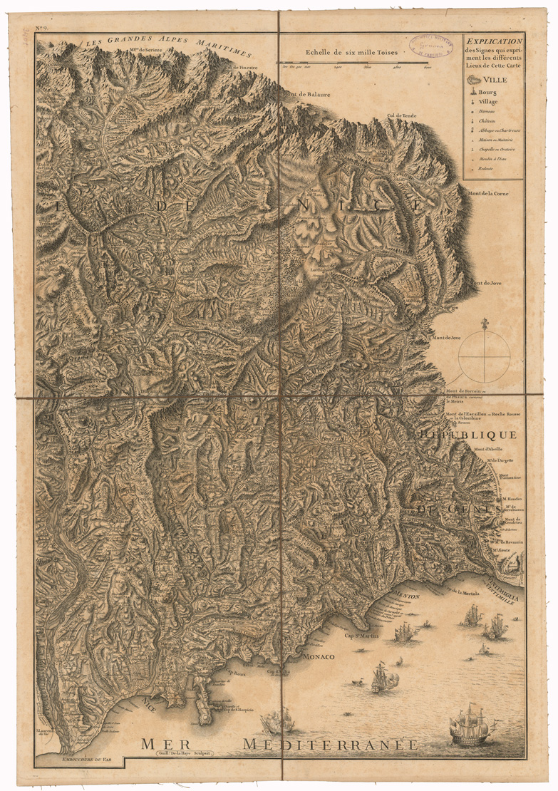(N:35085) CARTE GEOMETRIQUE DU HAUT DAUPHINE ET DE LA FRONTIERE ULTERIEURE - FOGLIO 9 (B0020789) Carte e stampe antiche: riproduzione a colori su carta (formato A1)