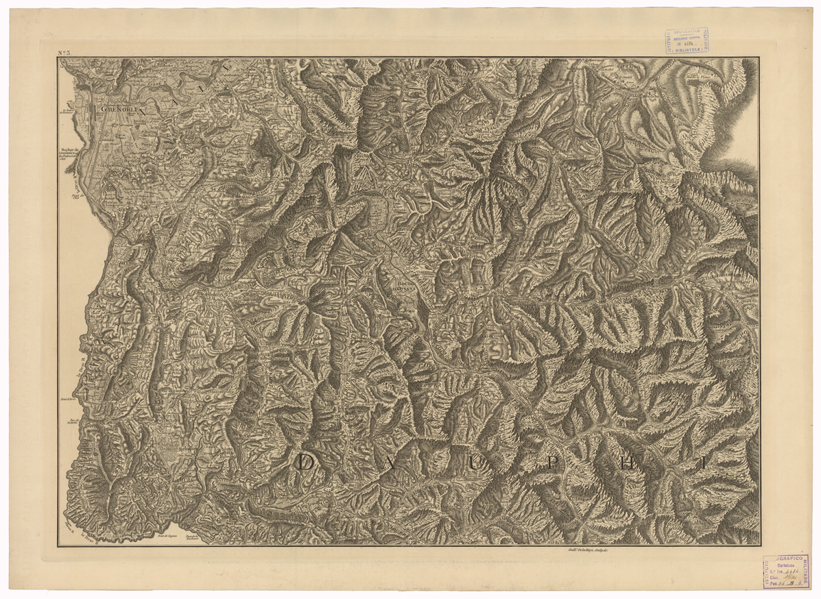 (N:35088) CARTE GEOMETRIQUE DU HAUT DAUPHINE ET DE LA FRONTIERE ULTERIEURE - FOGLIO 3 (B0020792) Carte e stampe antiche: riproduzione a colori su carta (formato A1)