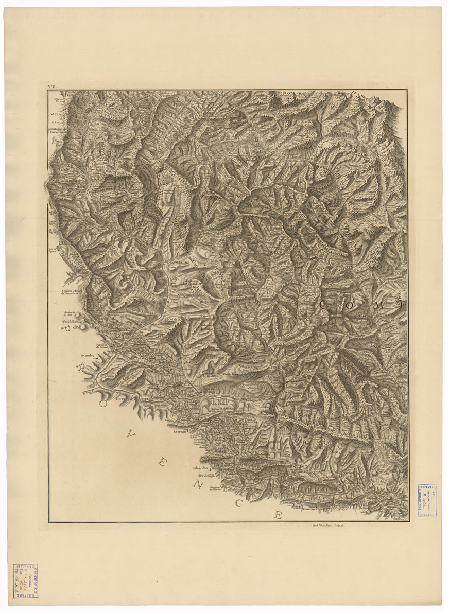 (N:35093) CARTE GEOMETRIQUE DU HAUT DAUPHINE ET DE LA FRONTIERE ULTERIEURE - FOGLIO 8 (B0020797) Carte e stampe antiche: riproduzione a colori su carta (formato A1)