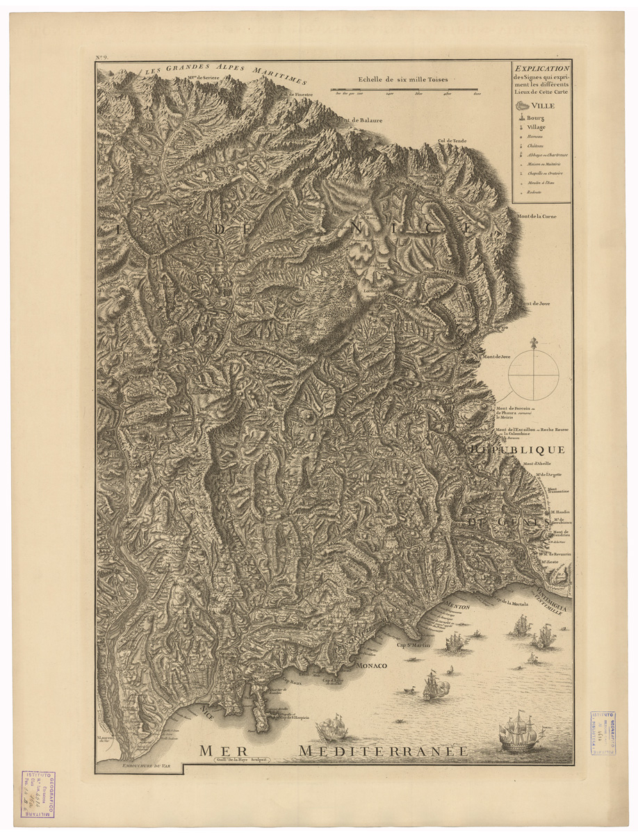 (N:35094) CARTE GEOMETRIQUE DU HAUT DAUPHINE ET DE LA FRONTIERE ULTERIEURE - FOGLIO 9 (B0020798) Carte e stampe antiche: riproduzione a colori su carta (formato A1)