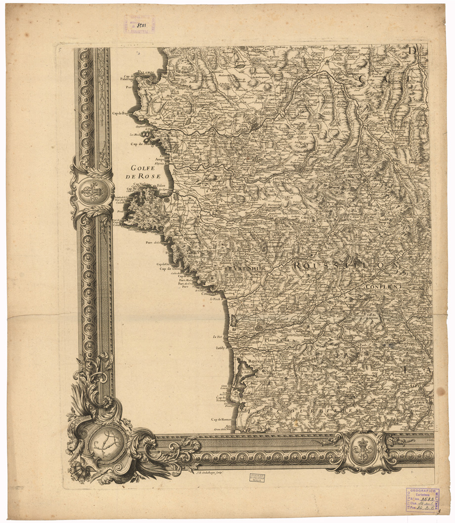 (N:35111) CARTE GENERALE DES MONTS PYRENEES ET PARTIE DES ROYAUMES DE FRANCE ET D'ESPAGNE - FOGLIO 5 (B0020815) Carte e stampe antiche: riproduzione a colori su carta (formato A1)
