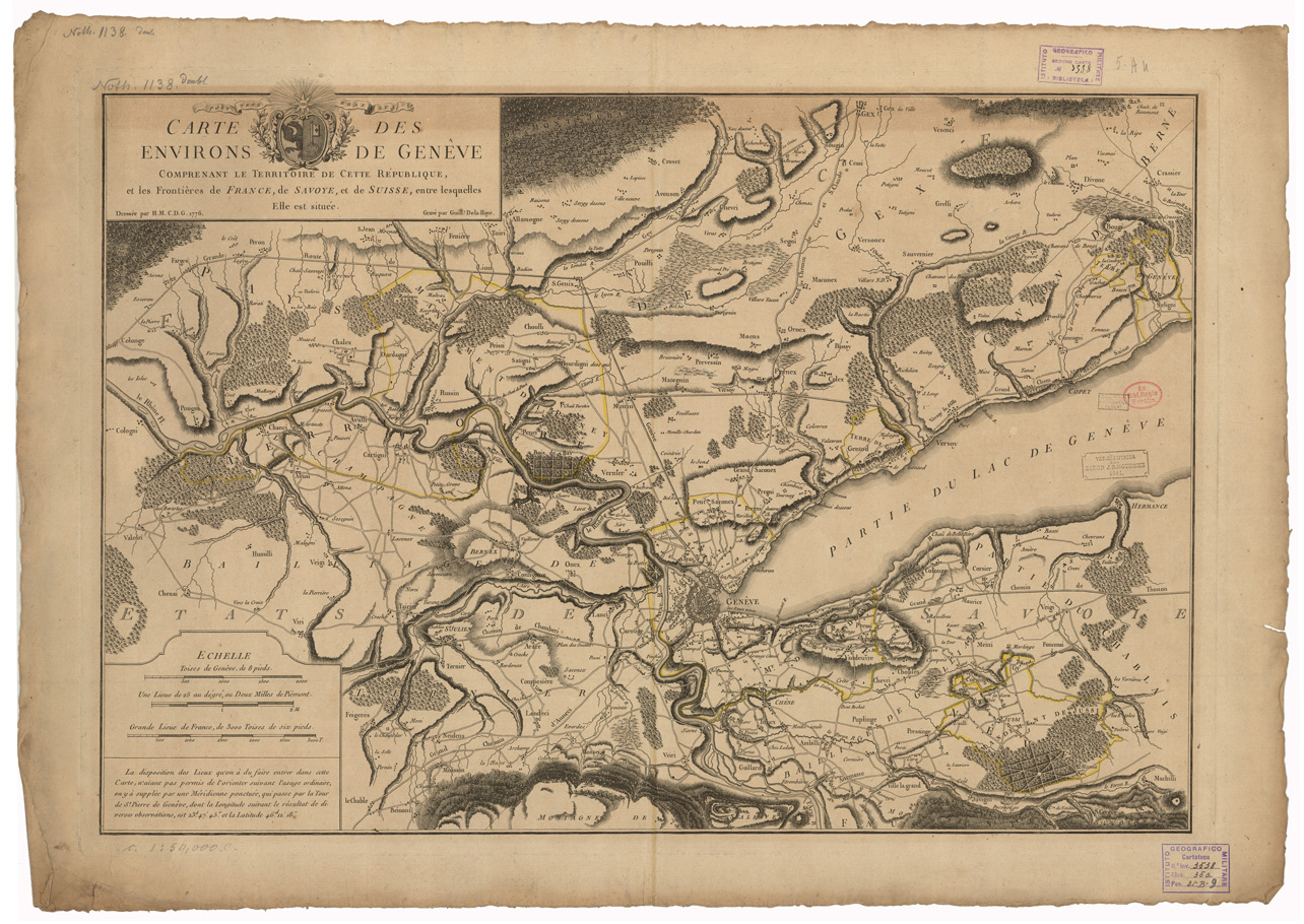 (N:35126) CARTE DES ENVIRONS DE GENEVE (B0020858) Carte e stampe antiche: riproduzione a colori su carta (formato A1)