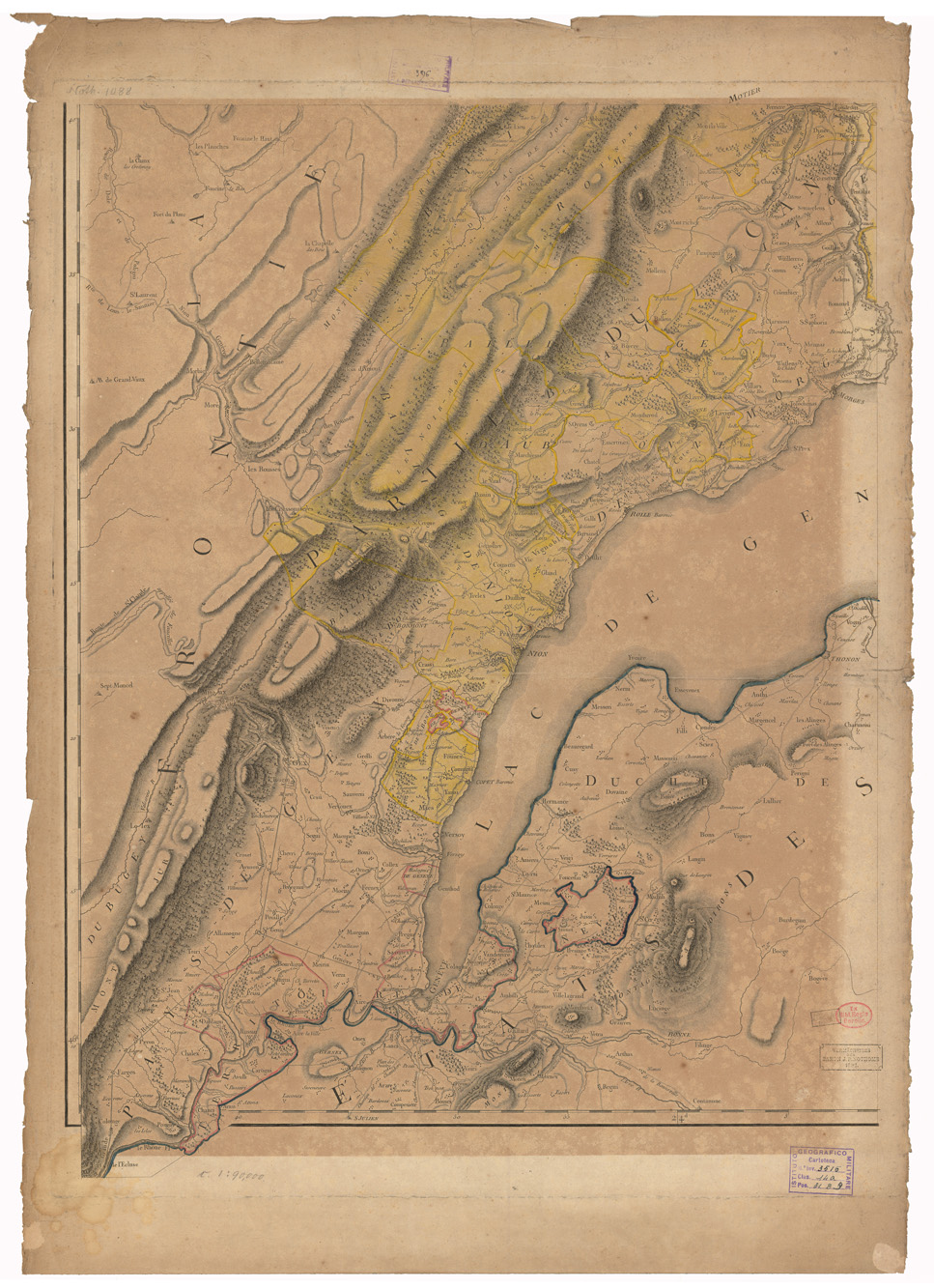 (N:35133) CARTE DE LA SUISSE ROMANDE QUI COMPREND LE PAYS DE VAUD ECC... - FOGLIO 4 (B0020865) Carte e stampe antiche: riproduzione a colori su carta (formato A1)