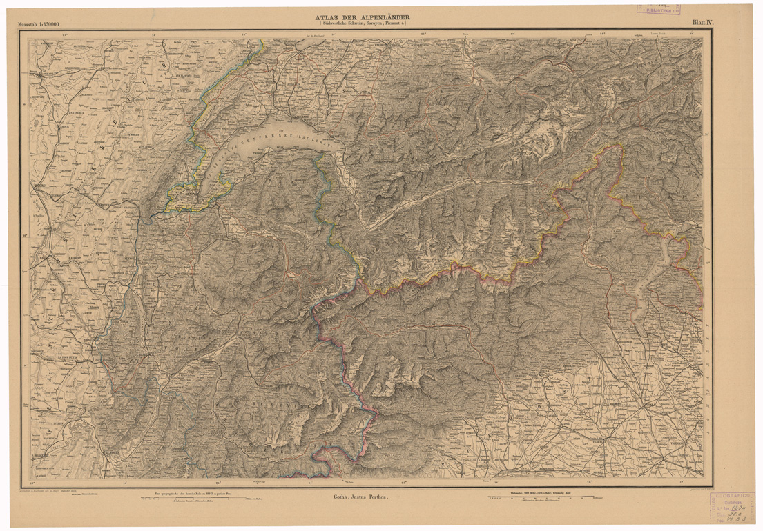 (N:35573) ATLAS DER ALPENLANDER - CARTE DES PAYS DES ALPES - FOGLIO 4 (B0020960) Carte e stampe antiche: riproduzione a colori su carta (formato A1)