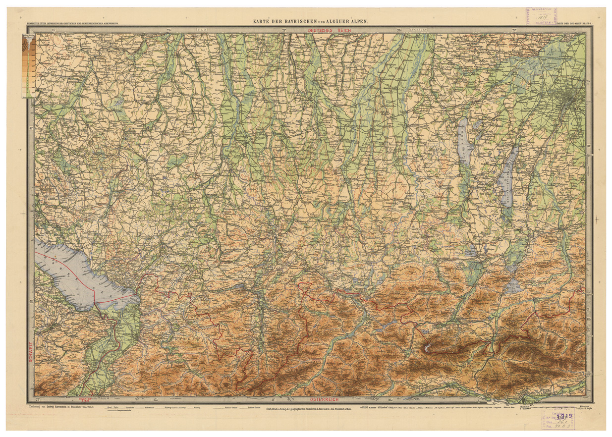 (N:35607) HYPSOMETRISCHE KARTE DER OST ALPEN (Carta ipsometrica delle Alpi Orientali) - FOGLIO 1 (B0020993) Carte e stampe antiche: riproduzione a colori su carta (formato A1)