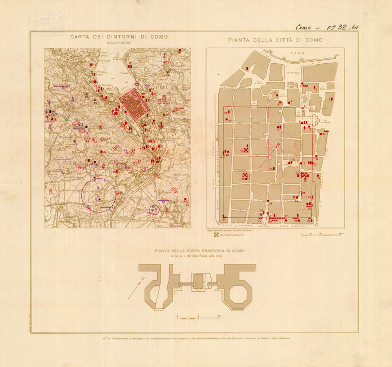 (N:35621) EDIZIONE ARCHEOLOGICA DELLA CARTA D'ITALIA PIANTA DELLA CITTA' DI COMO FOGLIO 32 (B0021010) Carte e stampe antiche: riproduzione a colori su carta (formato A1)