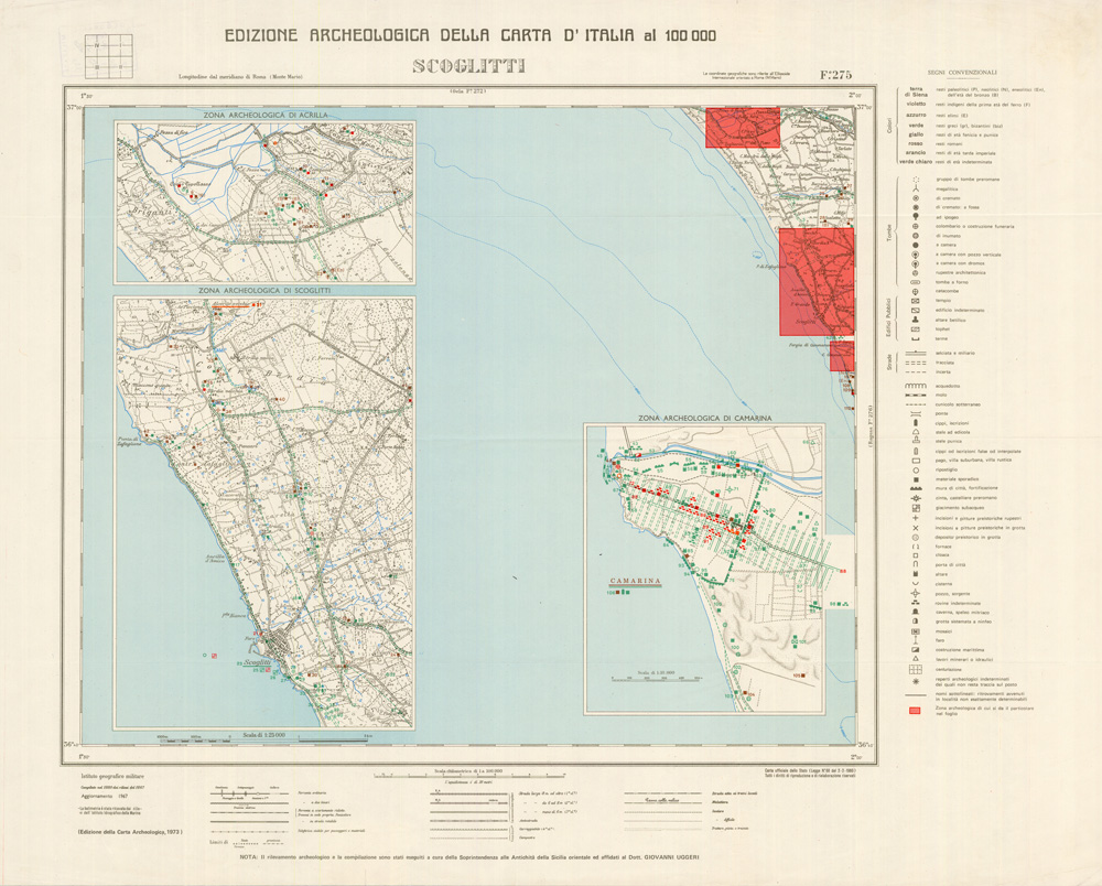 (N:35686) EDIZIONE ARCHEOLOGICA DELLA CARTA D'ITALIA FOGLIO 275 SCOGLITTI (B0021064) Carte e stampe antiche: riproduzione a colori su carta (formato A1)