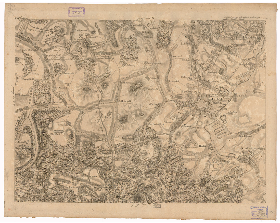 (N:35745) CARTE CHOROGRAPHIQUE ET MILITAIRE DE LA PARTIE DE LA SAXE DE LA BOHEME ECC... - FOGLIO 6 (B0021133) Carte e stampe antiche: riproduzione a colori su carta (formato A1)