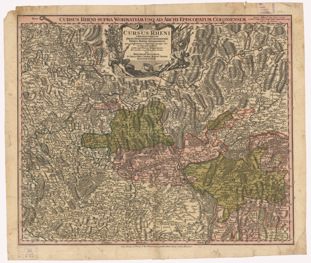 (N:35856) CURSUS RHENI A BASILEA USQUE AD ARCHI EPISCOPATUM COLONIEN SEM, TRIBUS MAPPIS GEOGRAPHICIS ECC... (B0021170) Carte e stampe antiche: riproduzione a colori su carta (formato A1)