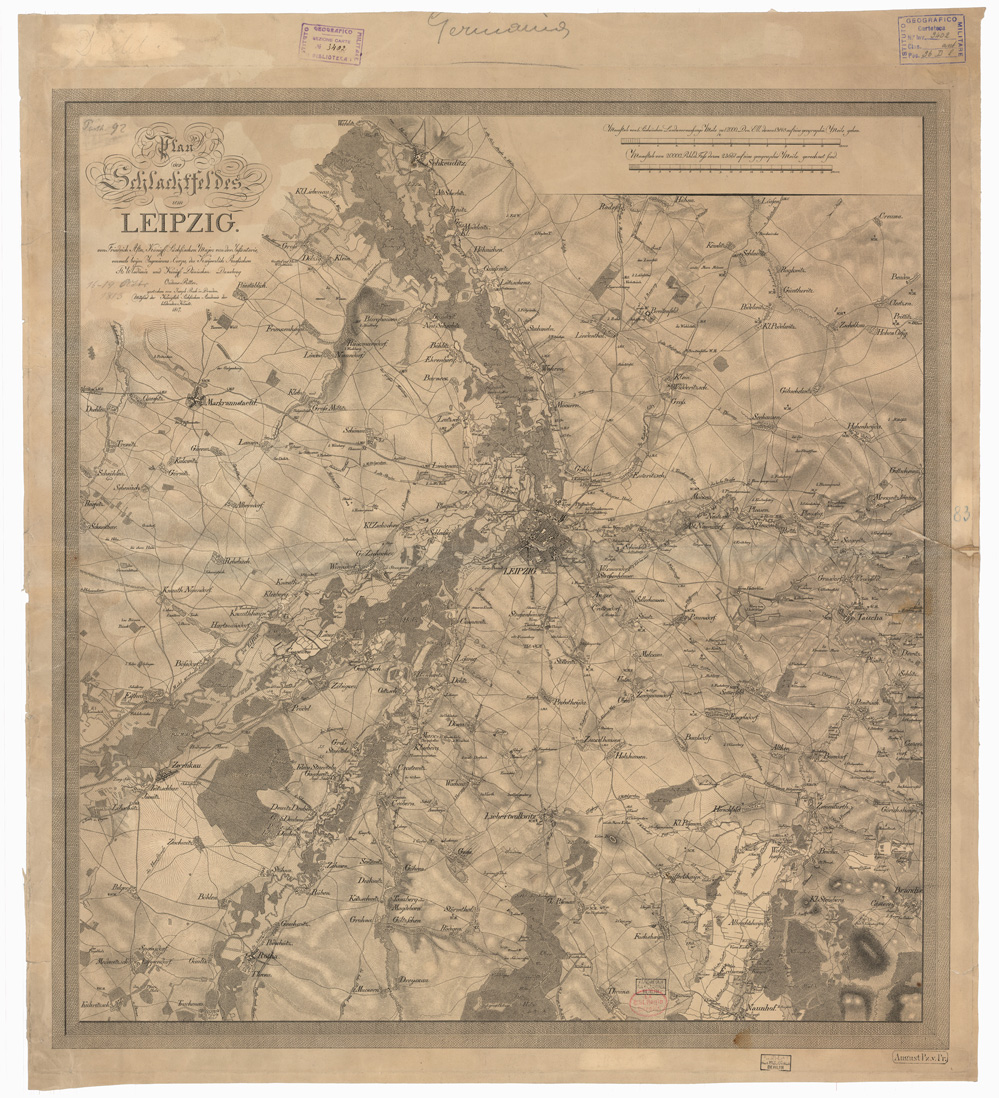(N:35868) PLAN DES SCHLACHTFELDES UM LEIPZIG (B0021182) Carte e stampe antiche: riproduzione a colori su carta (formato A1)