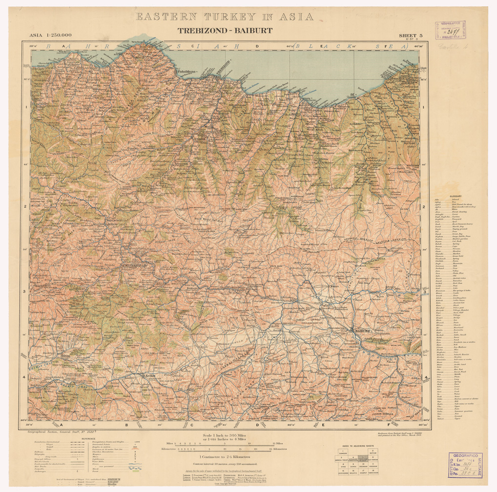 (N:35883) EASTERN TURKEY IN ASIA - SHEET 5 TREBIZOND - BAIBURT (B0021197) Carte e stampe antiche: riproduzione a colori su carta (formato A1)
