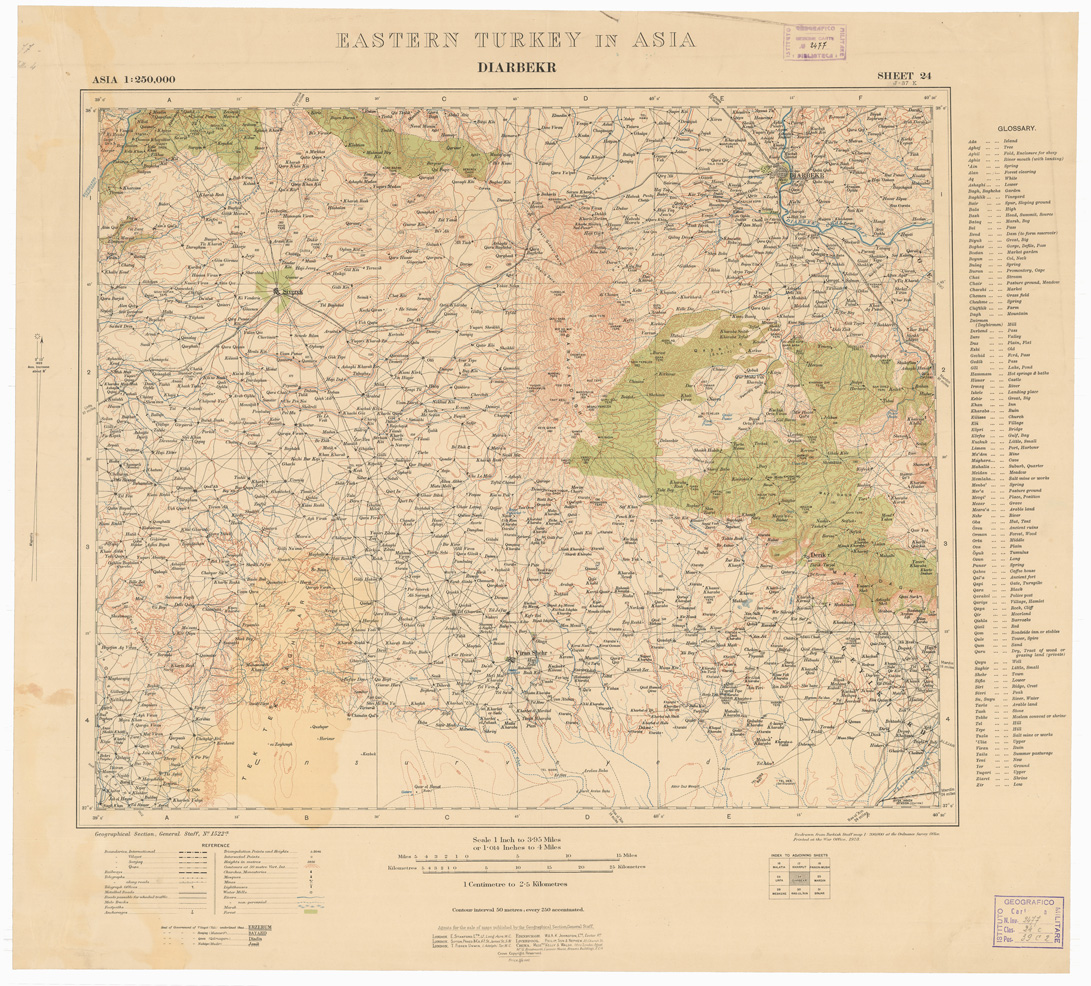 (N:35887) EASTERN TURKEY IN ASIA - SHEET 24 DIARBEKR (B0021201) Carte e stampe antiche: riproduzione a colori su carta (formato A1)