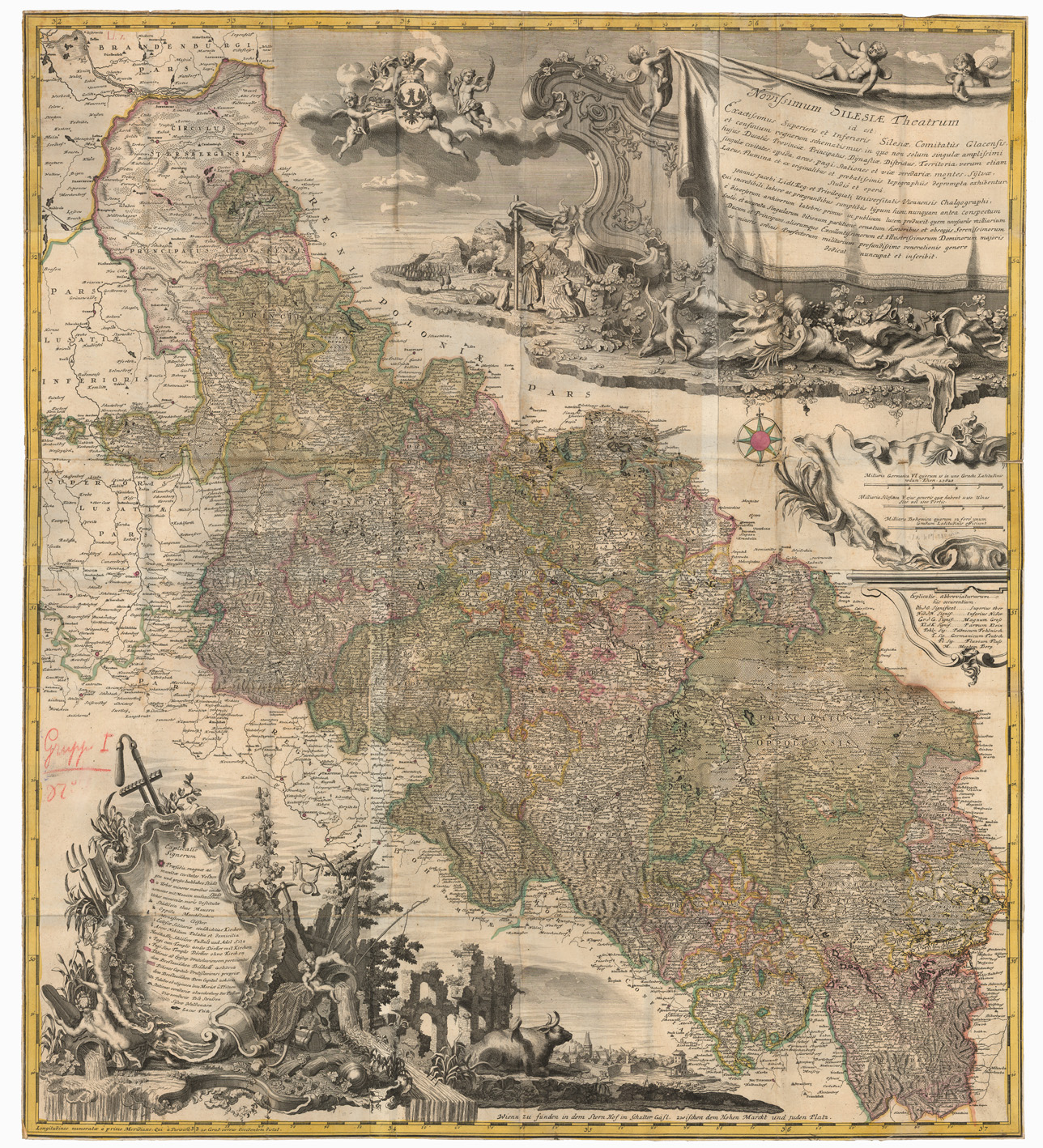 (N:35892) NOVISSIMUM SILESIAE THEATRUM (B0021206) Carte e stampe antiche: riproduzione a colori su carta (formato A1)