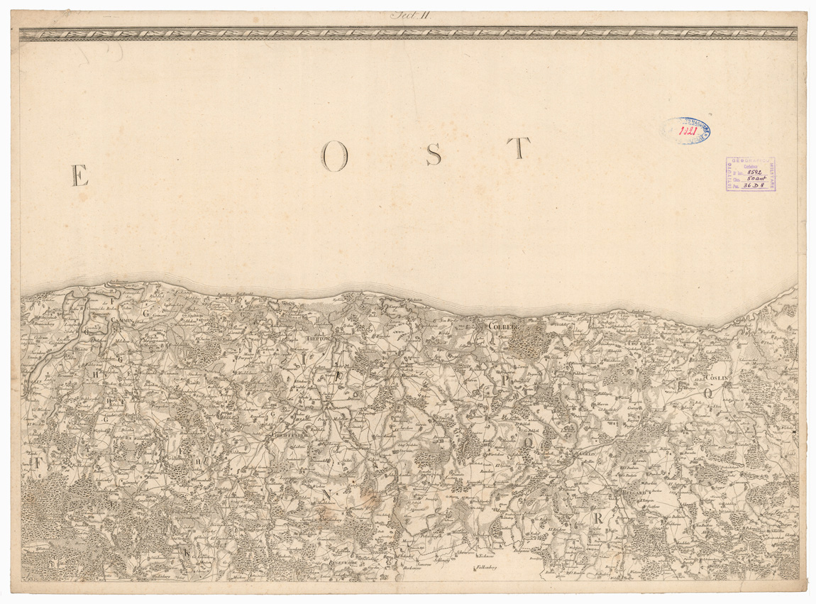 (N:35897) KARTE DES KONIGL PREUSS HERZOGTHUMS VOR UND HINTER POMMERN NACH SPECIELLEN VERMESSUNGEN ENTWORFEN - FOGLIO II (B0021211) Carte e stampe antiche: riproduzione a colori su carta (formato A1)