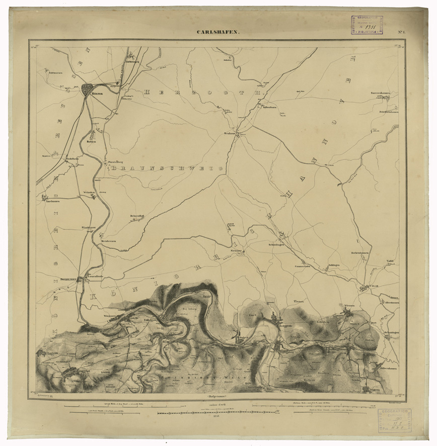 (N:35944) KARTE VON DEM KURFURSTENTHUM HESSEN - FOGLIO 1 CARLSHAFEN
 (B0021255) Carte e stampe antiche: riproduzione a colori su carta (formato A1)