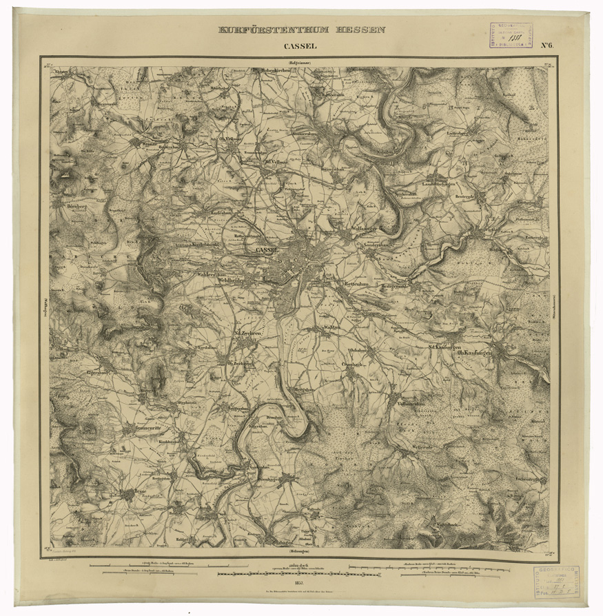 (N:35949) KARTE VON DEM KURFURSTENTHUM HESSEN - FOGLIO 6 CASSEL (B0021260) Carte e stampe antiche: riproduzione a colori su carta (formato A1)