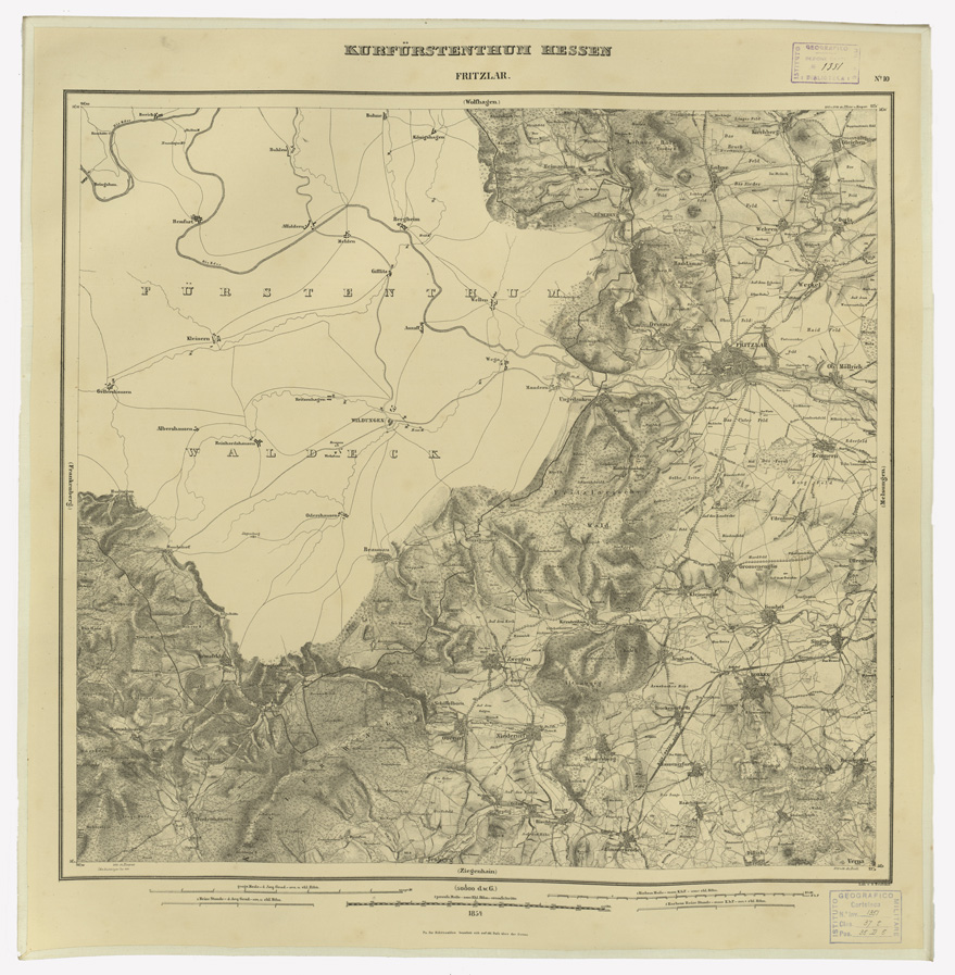 (N:35953) KARTE VON DEM KURFURSTENTHUM HESSEN - FOGLIO 10 FRITZLAR (B0021264) Carte e stampe antiche: riproduzione a colori su carta (formato A1)
