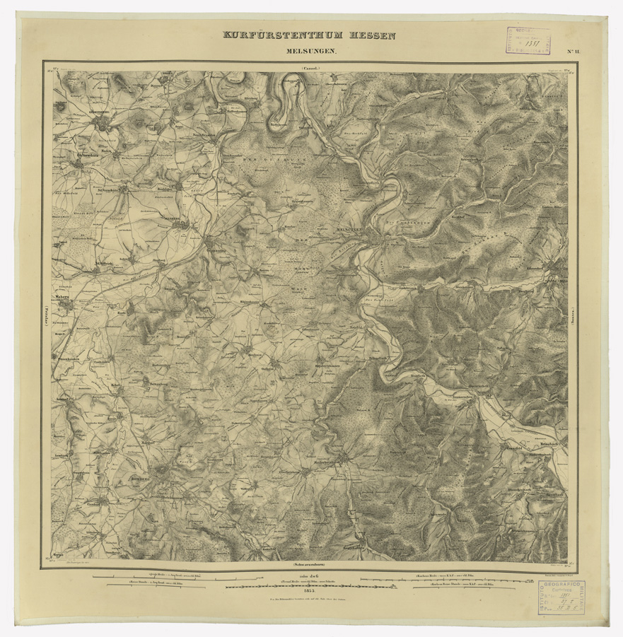 (N:35954) KARTE VON DEM KURFURSTENTHUM HESSEN - FOGLIO 11 MELSUNGEN (B0021265) Carte e stampe antiche: riproduzione a colori su carta (formato A1)