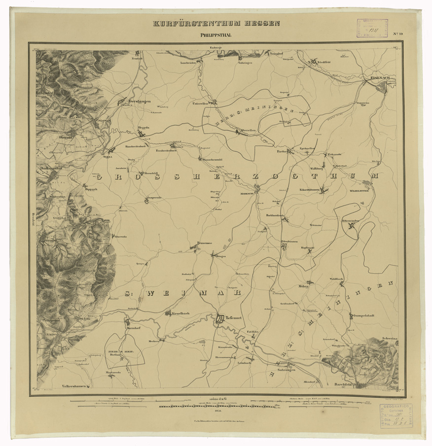 (N:35962) KARTE VON DEM KURFURSTENTHUM HESSEN - FOGLIO 19 PHILIPPSTHAL (B0021273) Carte e stampe antiche: riproduzione a colori su carta (formato A1)