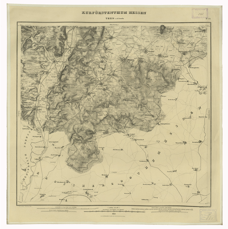 (N:35965) KARTE VON DEM KURFURSTENTHUM HESSEN - FOGLIO 23 TREIS (B0021276) Carte e stampe antiche: riproduzione a colori su carta (formato A1)