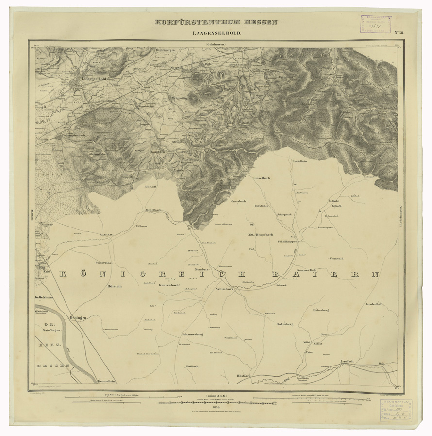 (N:35978) KARTE VON DEM KURFURSTENTHUM HESSEN - FOGLIO 36 LANGENSELBOLD (B0021289) Carte e stampe antiche: riproduzione a colori su carta (formato A1)