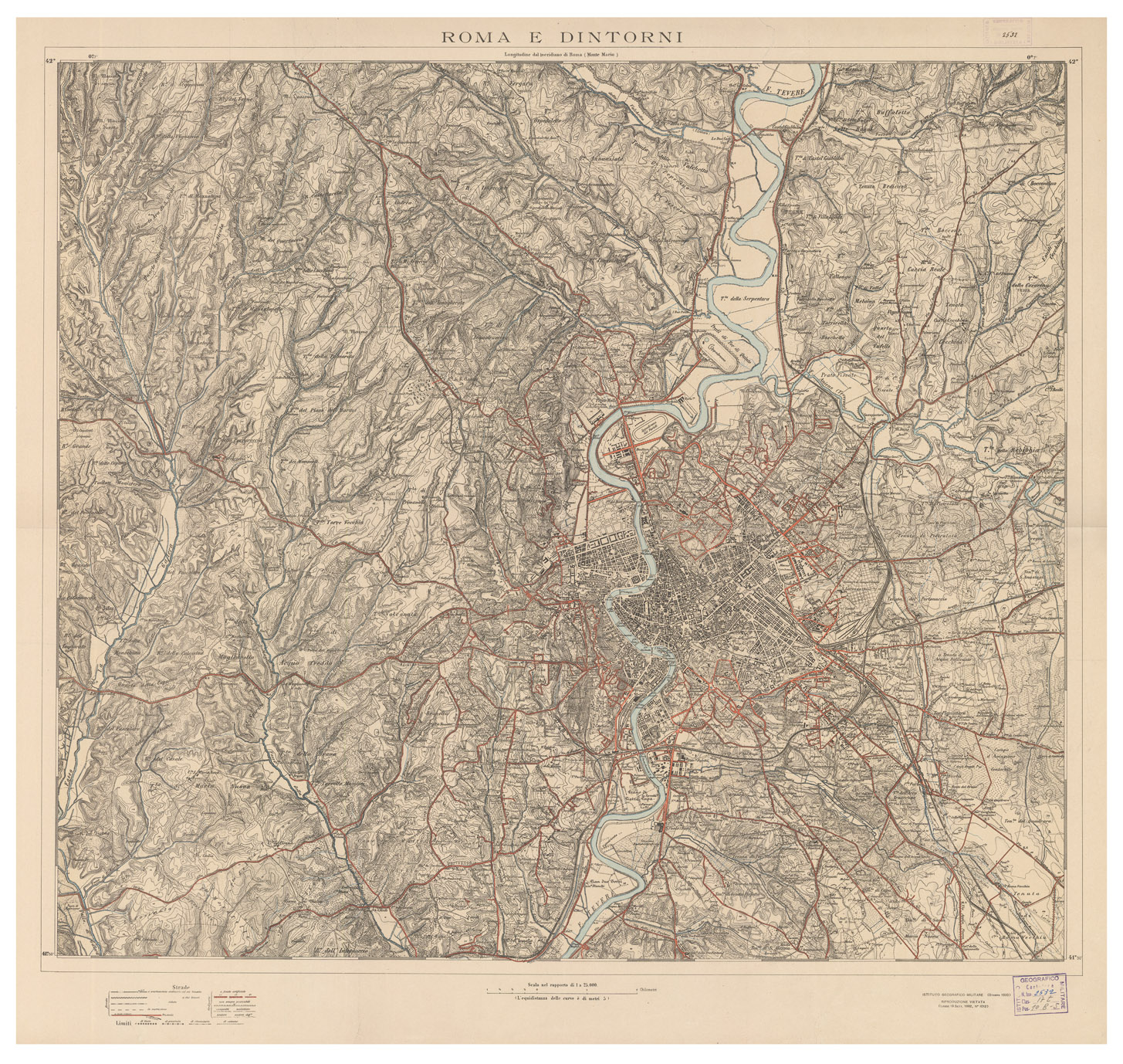 (N:36729) ROMA E DINTORNI (B0021299) Carte e stampe antiche: riproduzione a colori su carta (formato A1)