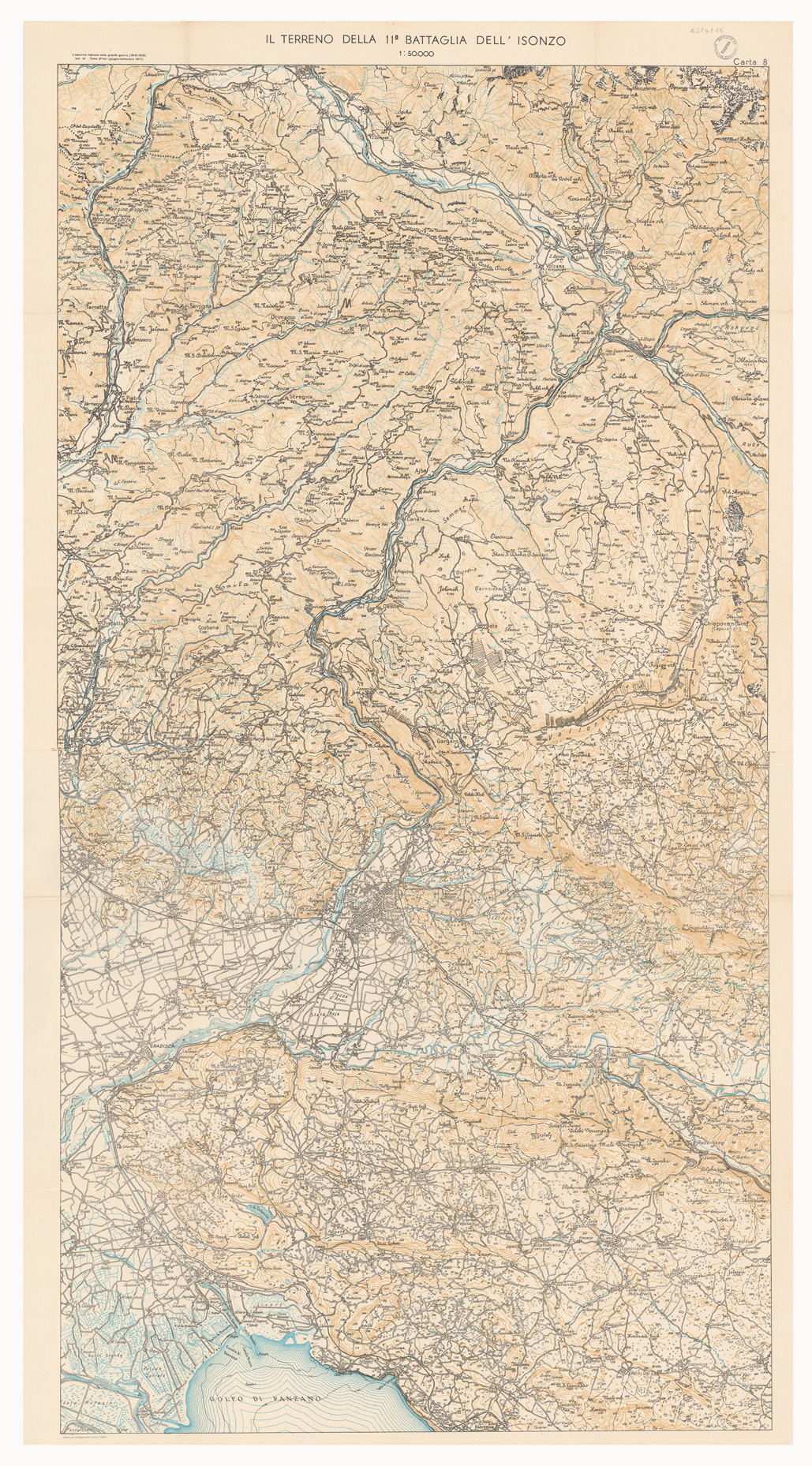 (N:36759) L'ESERCITO ITALIANO NELLA GRANDE GUERRA 1915-1918 - VOL. IV 1917 - TOMO 2 TER - Carta 8 - Il terreno dell'undicesima battaglia dell'Isonzo (B0021313) Carte e stampe antiche: riproduzione a colori su carta (formato A1)