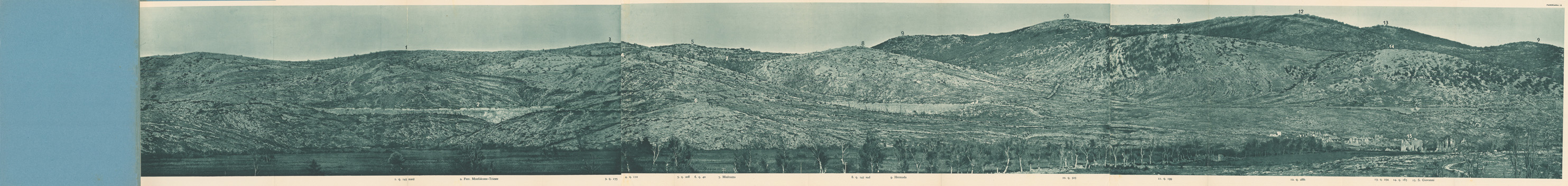 (N:36788) L'ESERCITO ITALIANO NELLA GRANDE GUERRA 1915-1918 - VOL. IV 1917 - TOMO 2 TER - Panorama 13 - Il Carso da q. 145 nord a S. Giovanni visto dalla q. 21 sud-est di Monfalcone (B0021342) Carte e stampe antiche: riproduzione a colori su carta (formato A1)