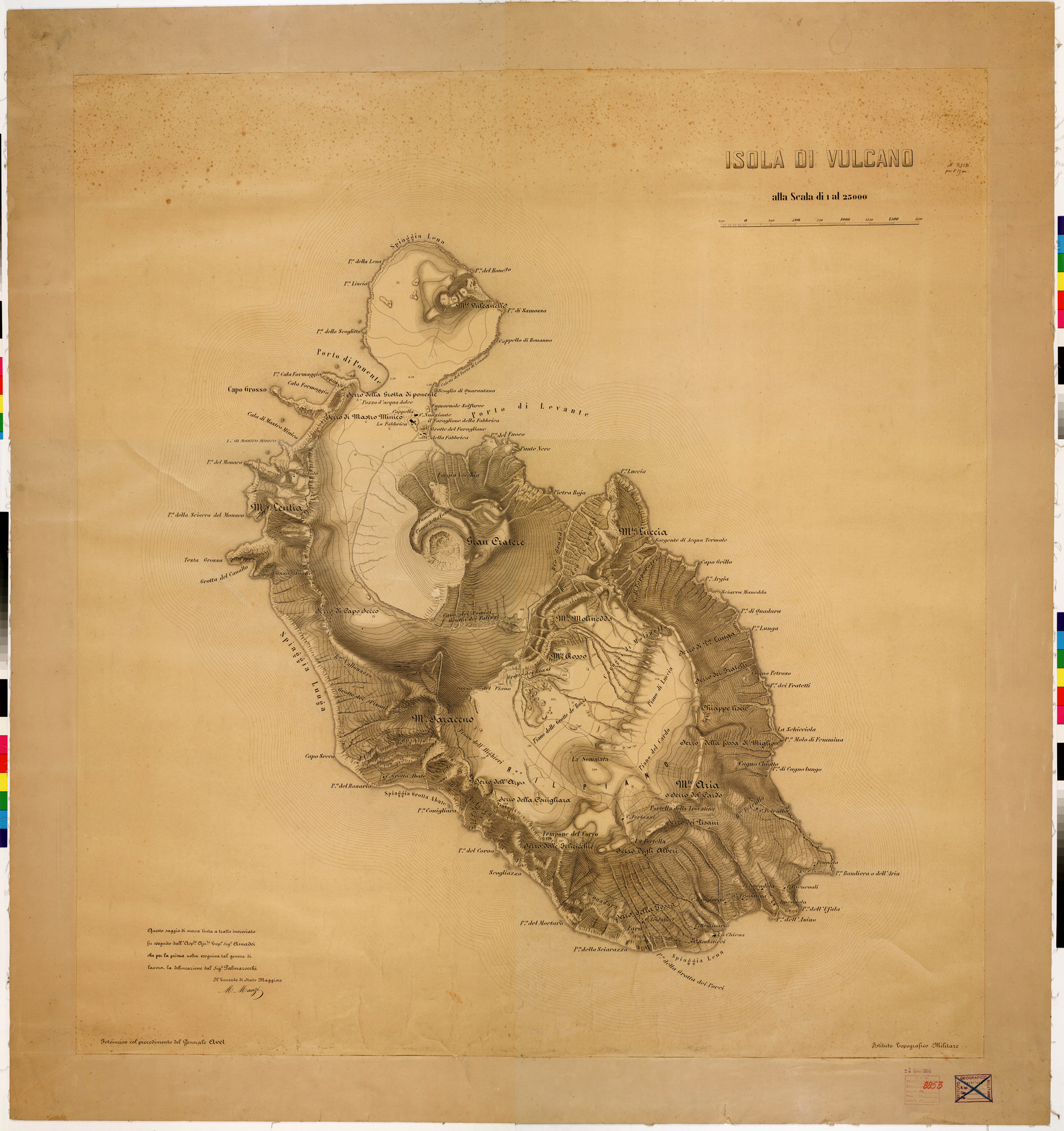 (N:16662) ISOLA DI VULCANO (CA009569, CA009570, CA9569-70) Carte e stampe antiche: riproduzione a colori su carta (formato A1)