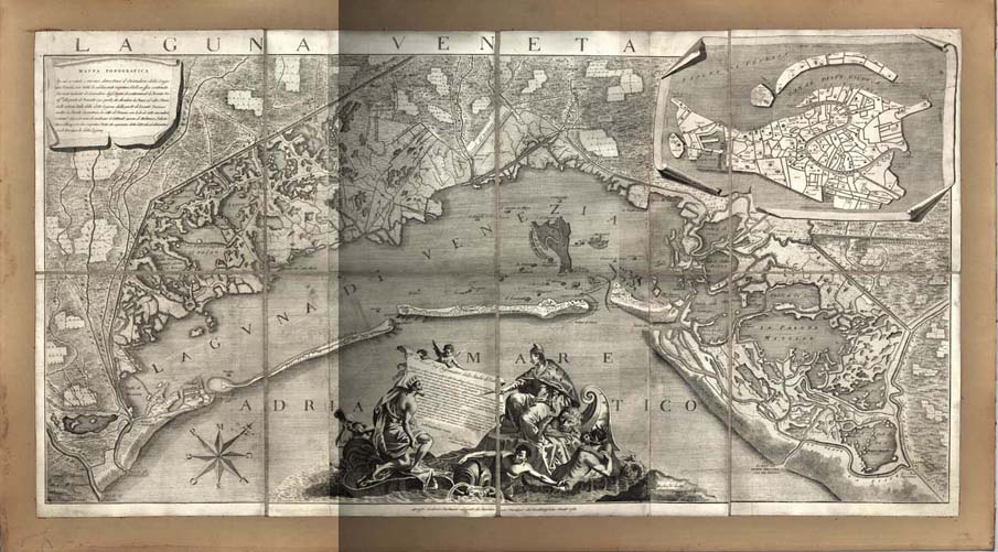 (N:494) LAGUNA VENETA. MAPPA TOPOGRAFICA IN CUI A VENTI, E MISURE DIMOSTRASI IL CIRCONDARIO DELLA LAGUNA VENETA, CON TUTTE, LE ADDIACENTI RESPETIVE VALLI IN ESSA CONTENUTE. (B0012841, B0012842, B0012843, B12841-3) Carte e stampe antiche: riproduzione a colori su carta (formato A1)