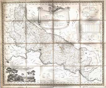 (N:498) TOPOGRAFIA DELLA PROVINCIA DI CREMONA TRATTA DALLA CELEBRE DELL'EX STATO DI MILANO. DEDICATA AL SIG. CAVALIERE ANTONIO PERSICHELLI DAL RAGIONIERE GIUSEPPE LEGNANI. APPROVATA DALL'I.R. GOVERNO. (B0012852, B0012853, B12852-3) Carte e stampe antiche: riproduzione a colori su carta (formato A1)
