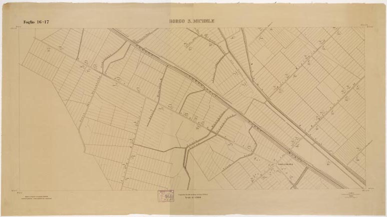 (N:15287) RILIEVO DELLA ZONA DI LITTORIA COL METODO NISTRI - Foglio I6-I7 - Borgo S. Michele (B0002602, B0002603, B2602-03) Carte e stampe antiche: riproduzione a colori su carta (formato A1)