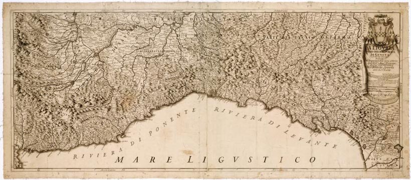 (N:11229) LA LIGURIA STATO DELLA REPUBBLICA DI GENOVA CON ALTRI SUOI STATI ADIACENTI
 (B0003038, B0003039, B3038-39) Carte e stampe antiche: riproduzione a colori su carta (formato A1)