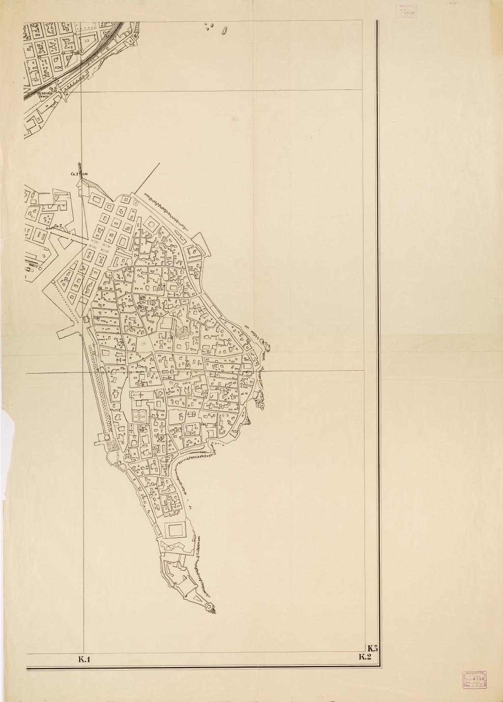 (N:13760) PIANTA DELLA CITTA' DI SIRACUSA - Foglio 6 (B0006611, B0006612, B6611-12) Carte e stampe antiche: riproduzione a colori su carta (formato A1)