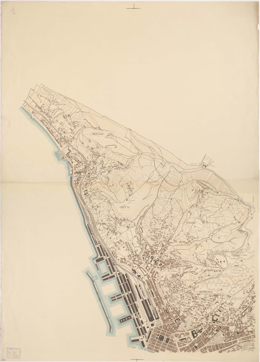 (N:13789) PIANTA DELLA CITTA' DI TRIESTE - Foglio 1 (B0006705, B0006706, B6705-06) Carte e stampe antiche: riproduzione a colori su carta (formato A1)