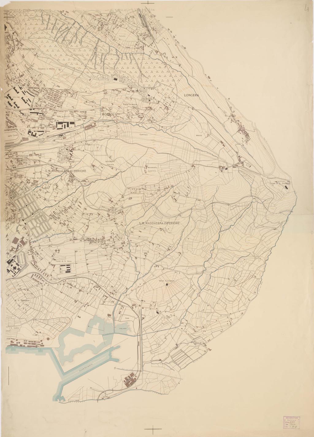 (N:13795) PIANTA DELLA CITTA' DI TRIESTE - Foglio 4 (B0006711, B0006712, B6711-12) Carte e stampe antiche: riproduzione a colori su carta (formato A1)